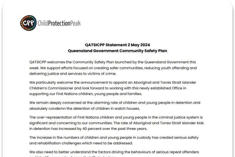Queensland Aboriginal and Torres Strait Islander Child Protection Peak (QATSICPP) logo representing child protection and family wellbeing in Queensland
