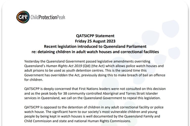 Queensland Aboriginal and Torres Strait Islander Child Protection Peak (QATSICPP) logo representing child protection and family wellbeing in Queensland